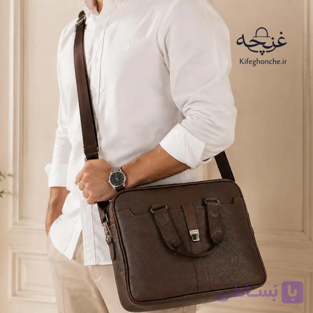 کیف اداری و لپ تاپی چرمی مدل باراد (مناسب لپ تاپ تا ۱۴ اینچ) — تصویر 1