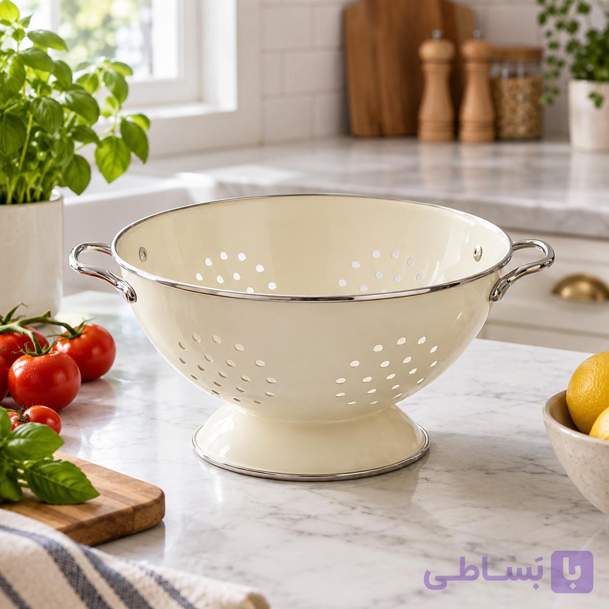 آبکش لعابی طرح ایکیا – قطر 25 سانتی متر — تصویر 1