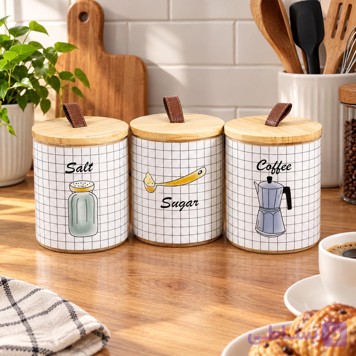 بانکه پیرکس 3 تایی دنی هوم مدل Salt-Sugar-Coffee — تصویر 1