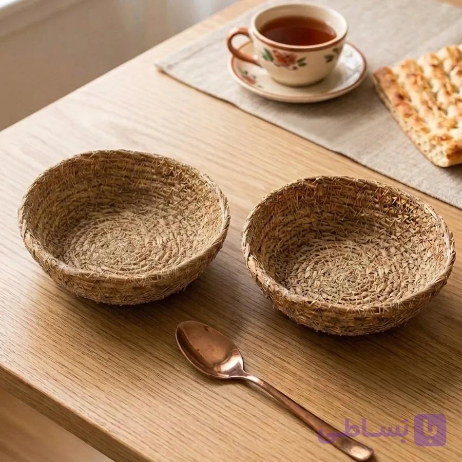 کاسه حصیری کنفی جفت قطر 10 سانتی متر — تصویر 1