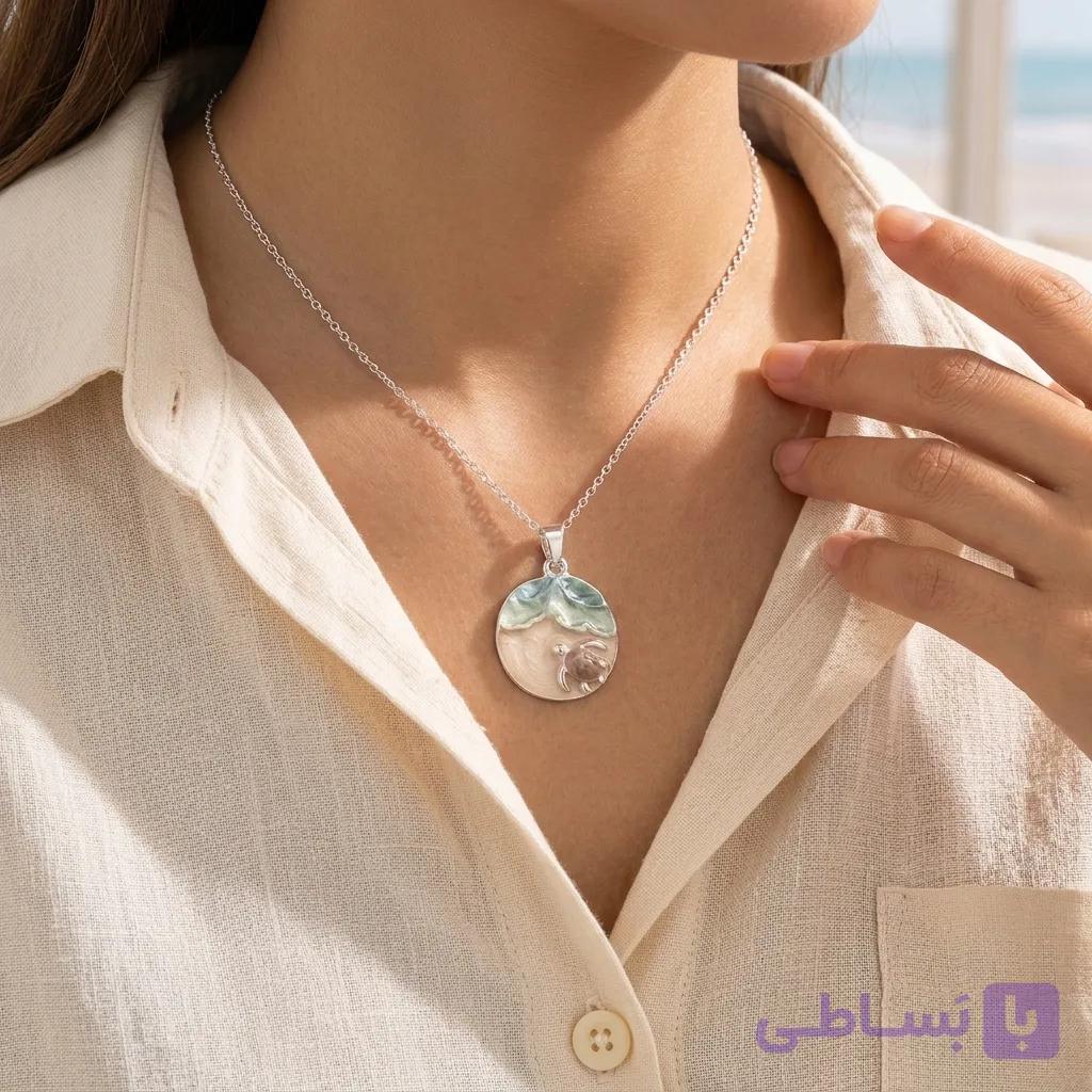 گردنبند آویز استیل طرح لاک پشت — تصویر 1