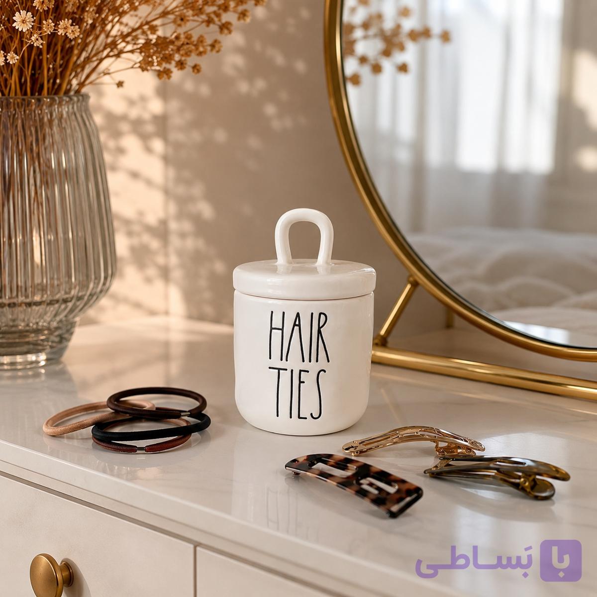 ظرف سرامیکی نگهدارنده گیره و کش مو مدل Hair Ties