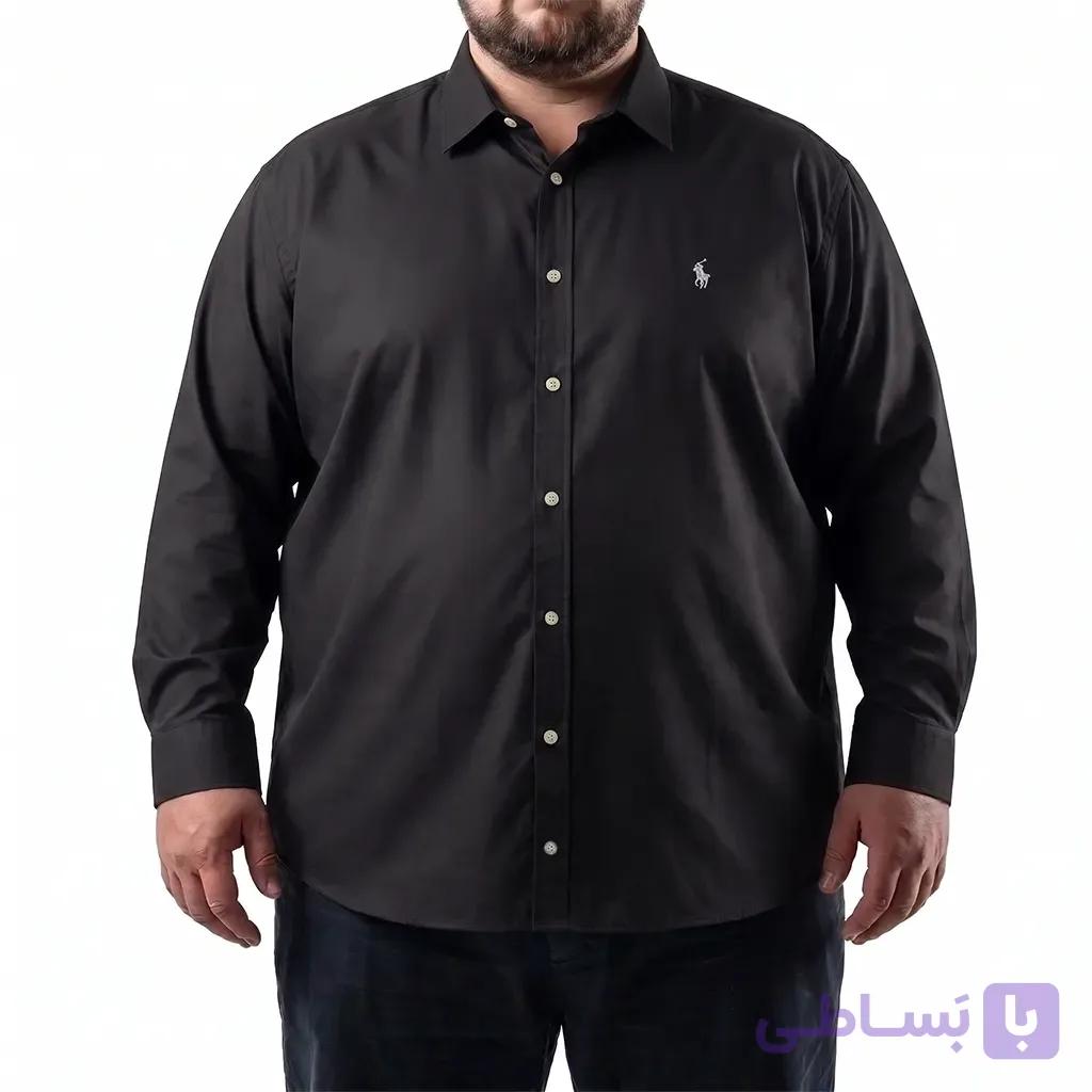 پیراهن آستین بلند پارچه شانلی گلدوزی POLO سوپر سایز مردانه تپلی B.H – کد 9795 — تصویر 1