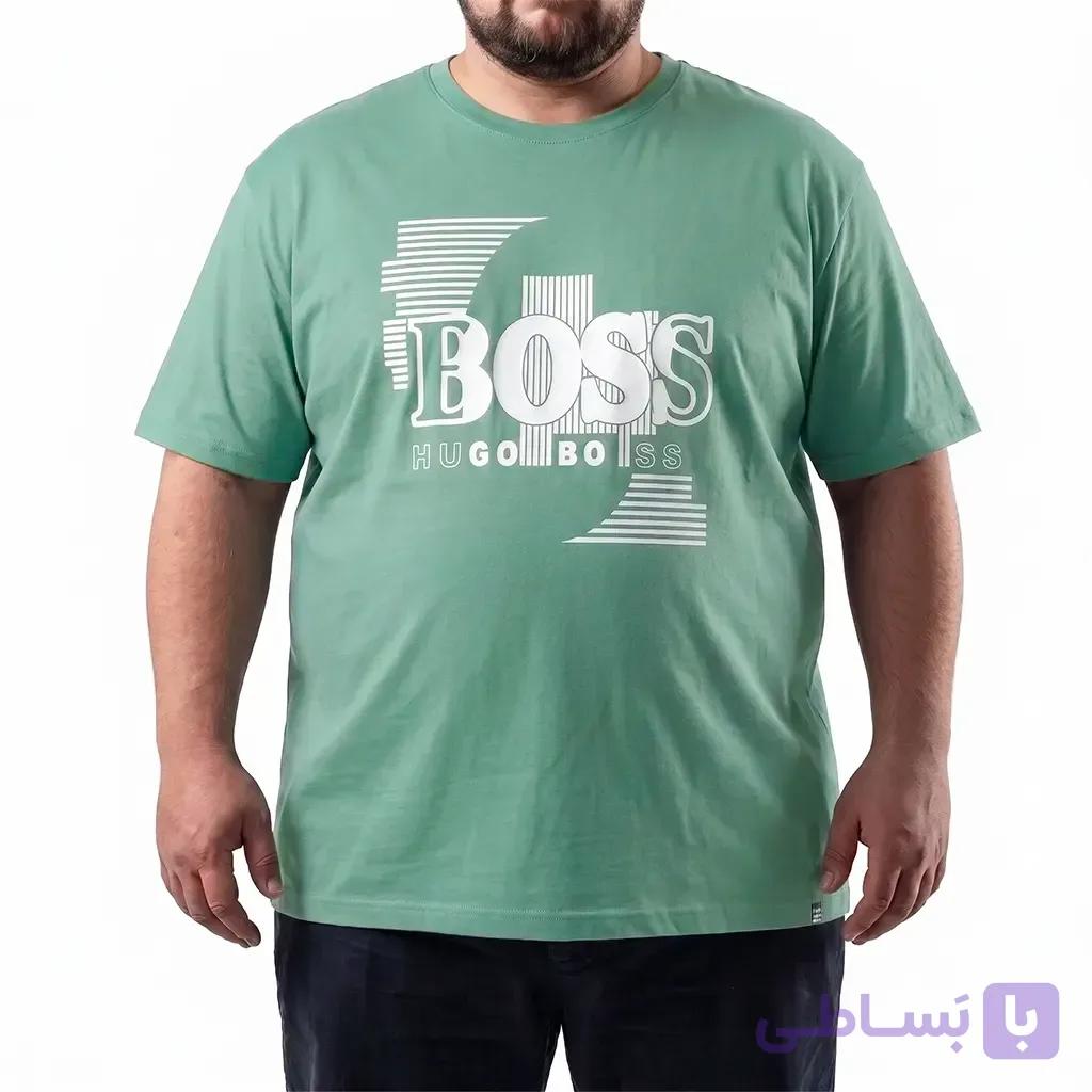 تیشرت یقه گرد ماکان چاپی BOSS سایز بزرگ مردانه تپلی A.T – کد 10236 — تصویر 1