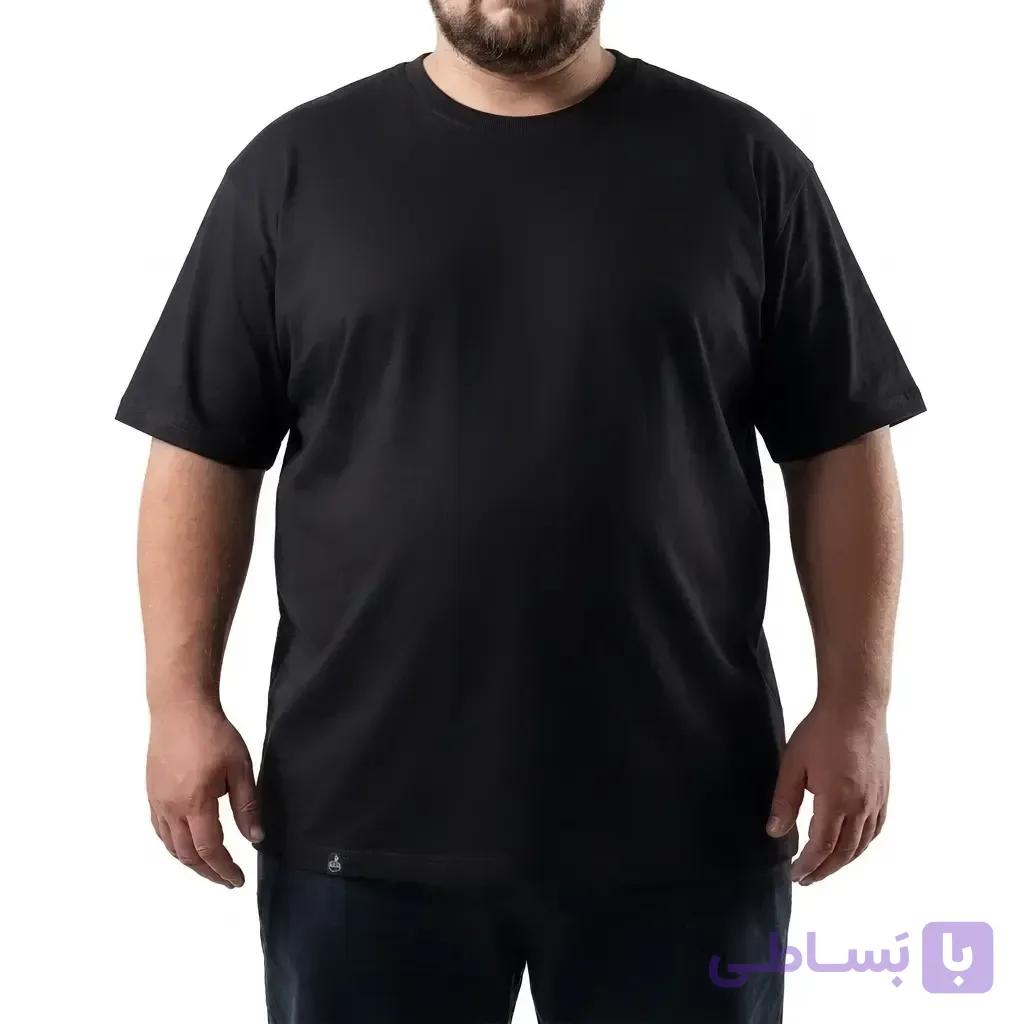 تیشرت یقه گرد پارچه ماکان Basic سایز بزرگ مردانه تپلی B.S – کد 10014 — تصویر 1