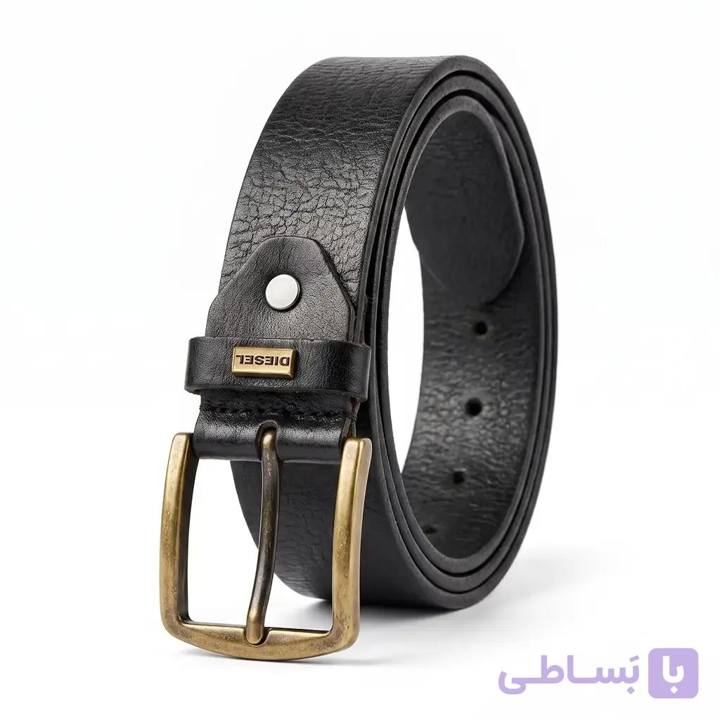 کمربند چرم 4/5cm – Diesel قلابدار سایز بزرگ مردانه تپلی M.A – کد 9897 — تصویر 1