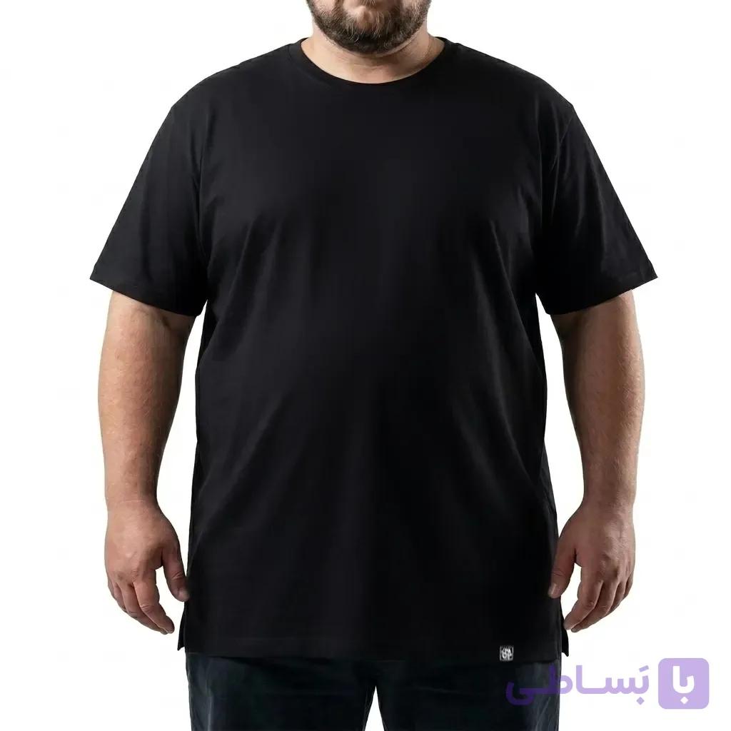 تیشرت یقه گرد پارچه ماکان Basic سایز بزرگ مردانه تپلی A.T – کد 9935 — تصویر 1