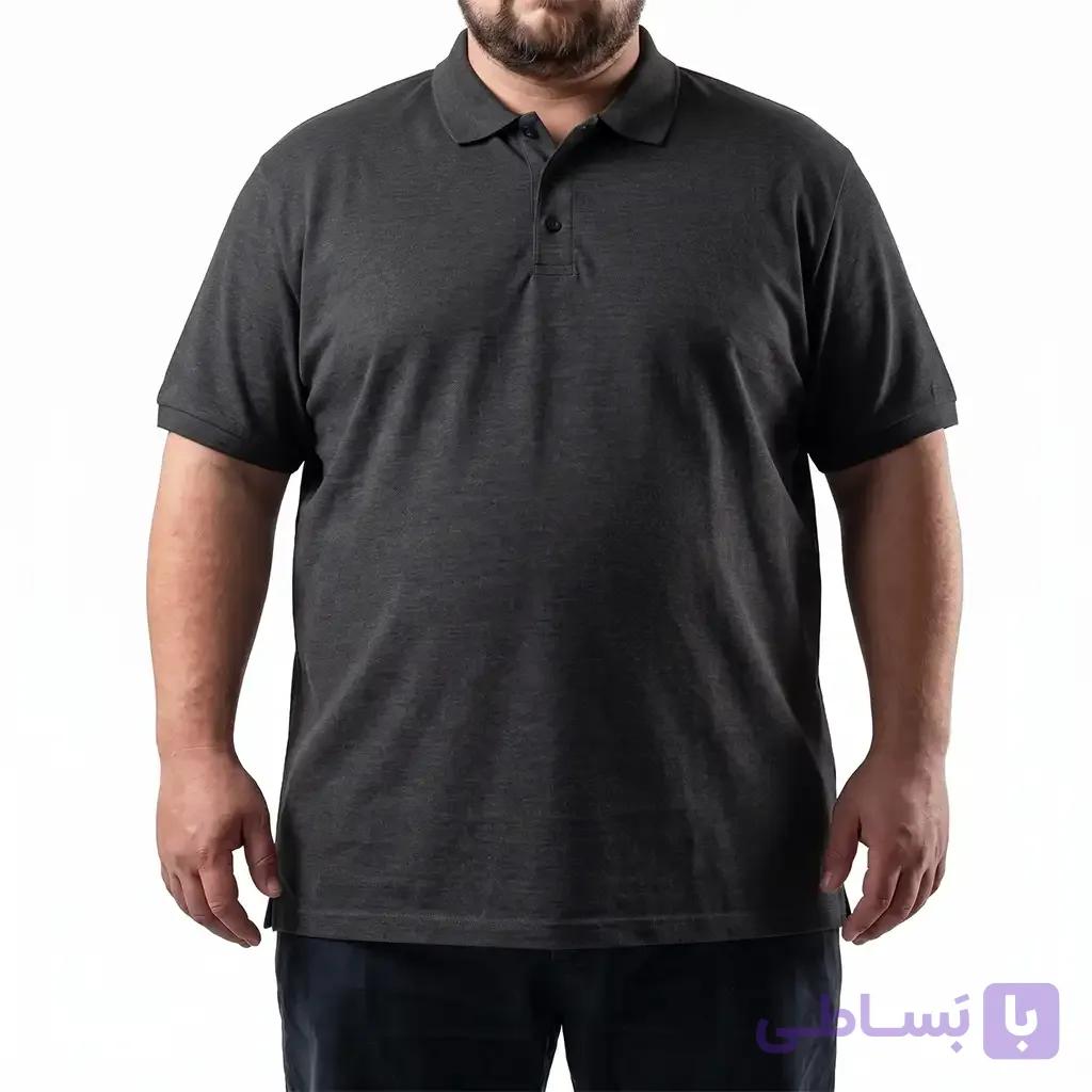 تیشرت یقه دار جودون لاکرا ملانژ سوپر سایز مردانه تپلی P.A – کد 9407 — تصویر 1