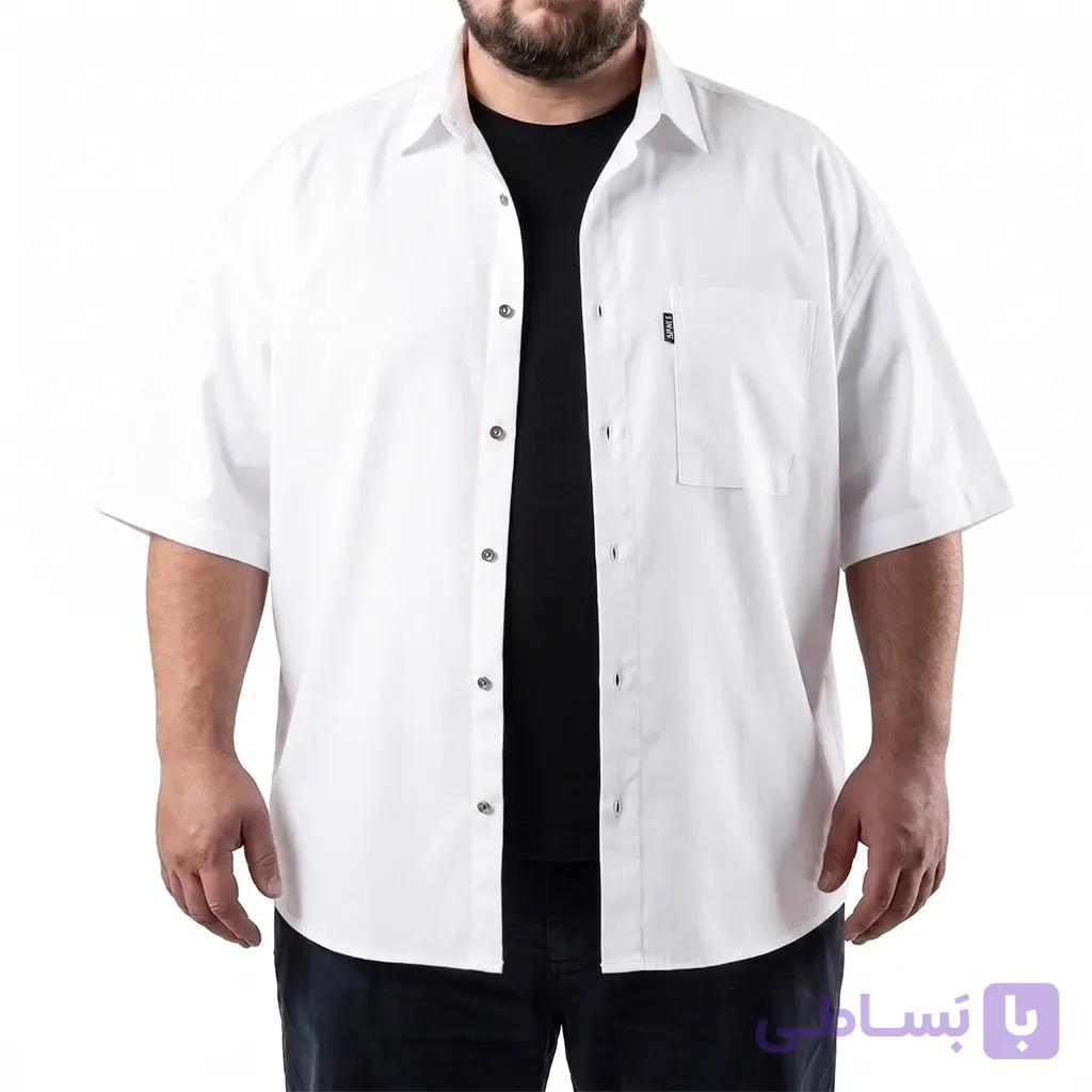 پیراهن آستین کوتاه لینن باکسی سایز بزرگ مردانه تپلی A.T – کد 10237 — تصویر 1