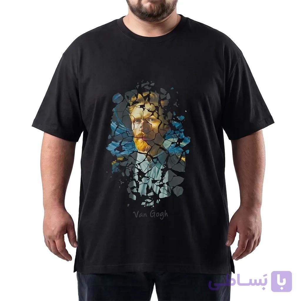 تیشرت یقه گرد پنبه گرم دار چاپی Vangogh سایز بزرگ مردانه تپلی A.T – کد 10134 — تصویر 1