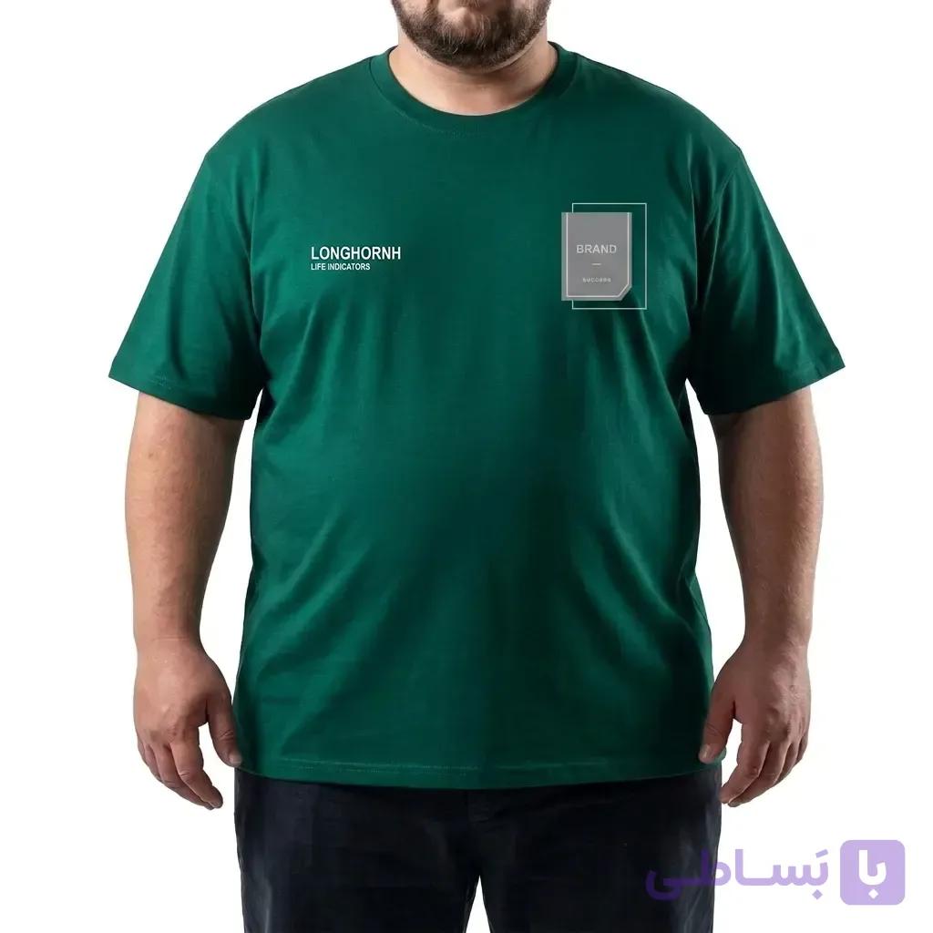 تیشرت یقه گرد پارچه مچینست چاپی BRAND سایز بزرگ مردانه تپلی F.L – کد 10088 — تصویر 1