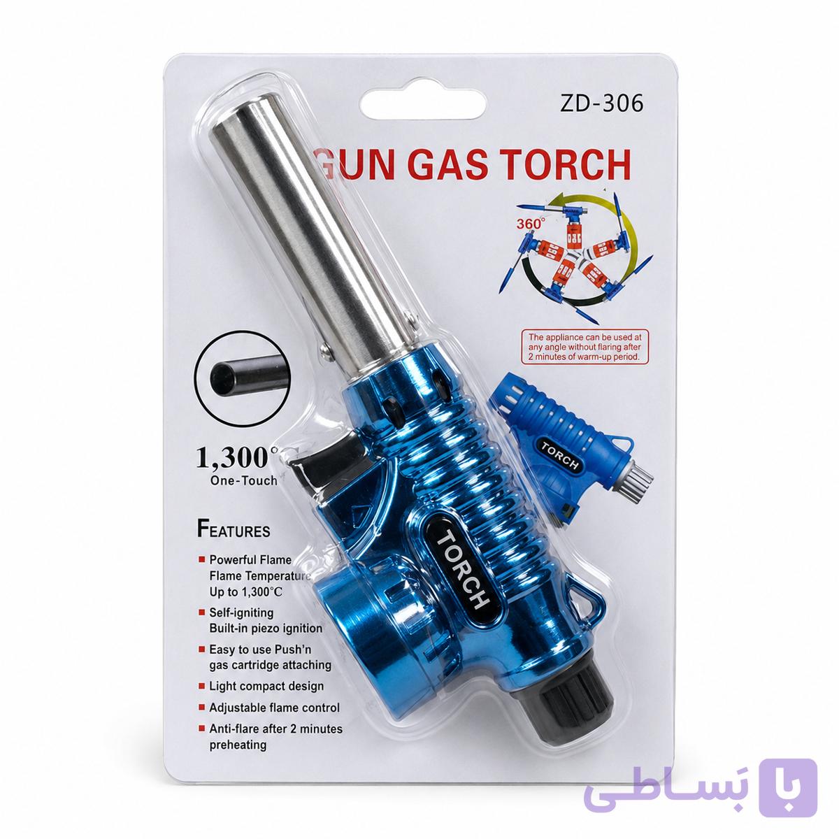 تورچ گازی ZD-306 | مشعل شعله آبی 360 درجه مناسب کمپینگ و آشپزی