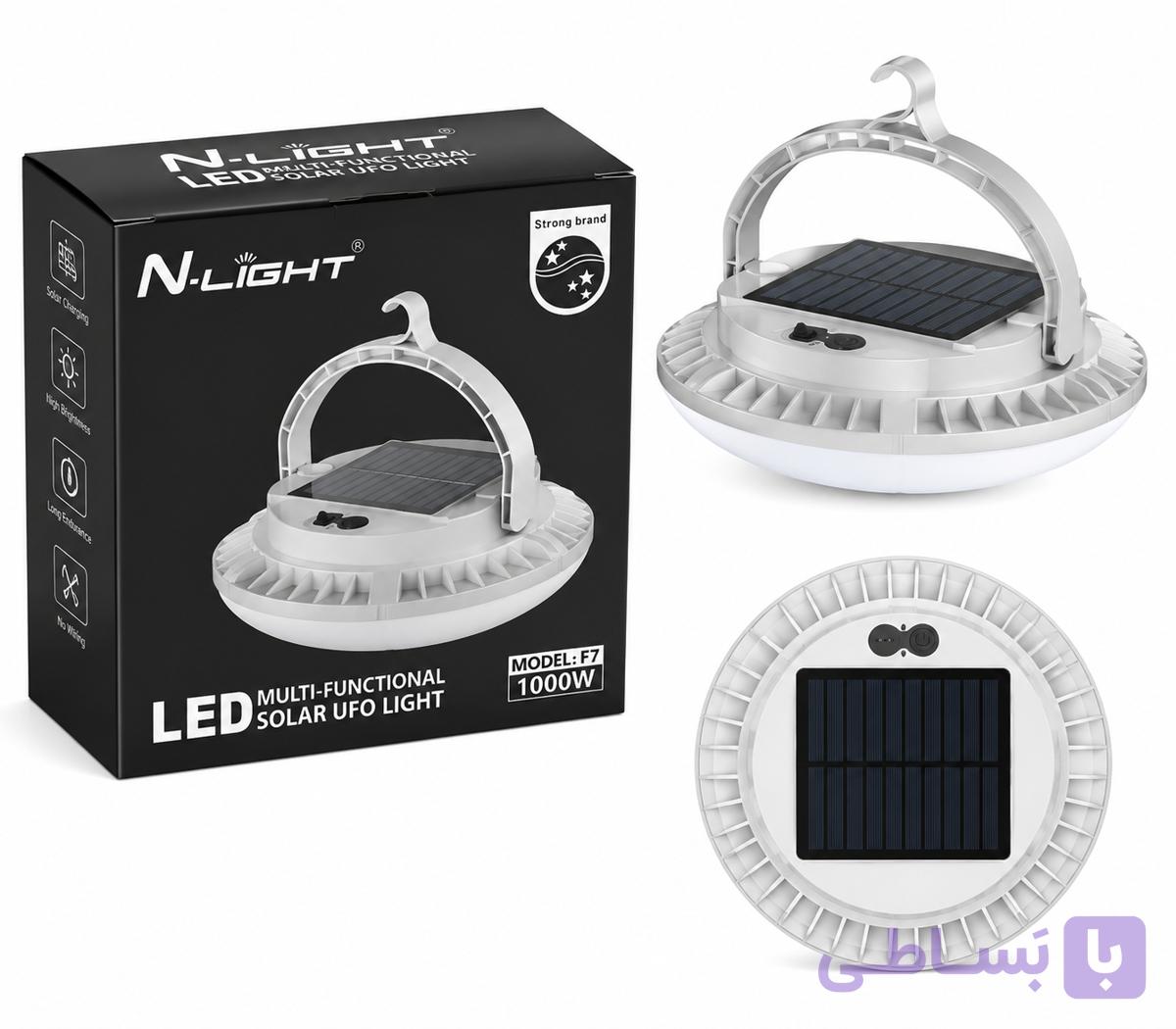 چراغ خورشیدی شارژی N-LIGHT مدل F7 | لامپ LED UFO چند منظوره 1000 وات سولار