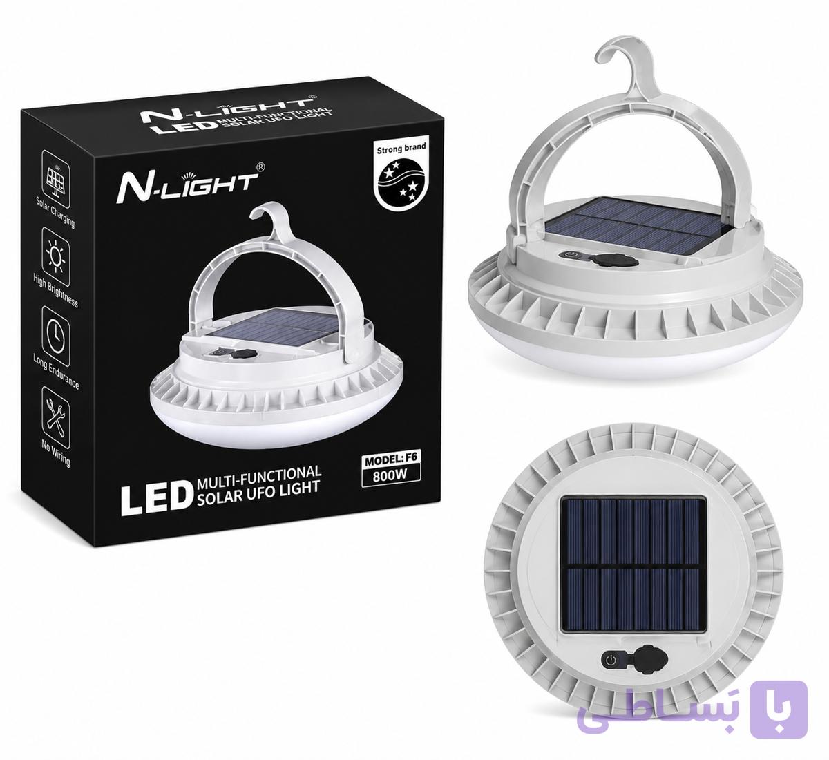 چراغ خورشیدی شارژی N-LIGHT مدل F6 | لامپ LED UFO چند منظوره 800 وات سولار