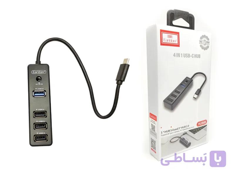 هاب تایپ سی 4 پورت ارلدام مدل ET HUB08 — تصویر 1