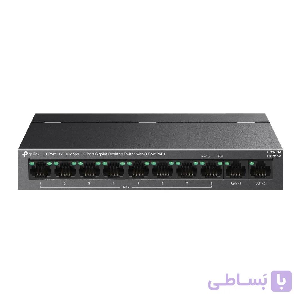 TPLINK LS1210P 8-Port 10/100Mbps+2-Port Gigabit Desktop Switch with 8-Port PoE — تصویر 1
