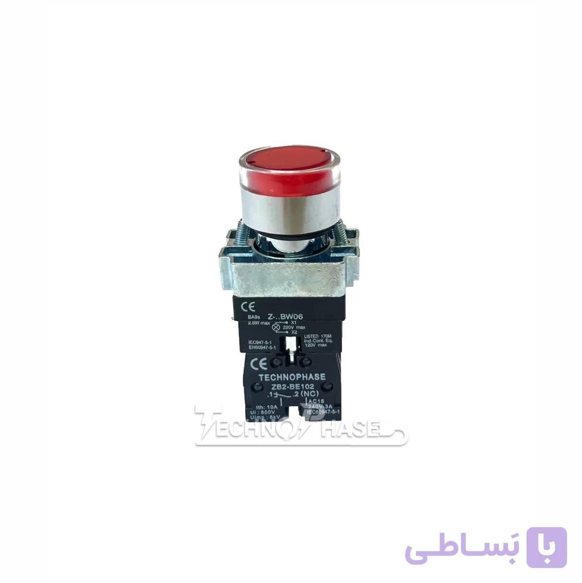 شاسی استاپ چراغدار تکنوفاز مدل XB2-BW3462
