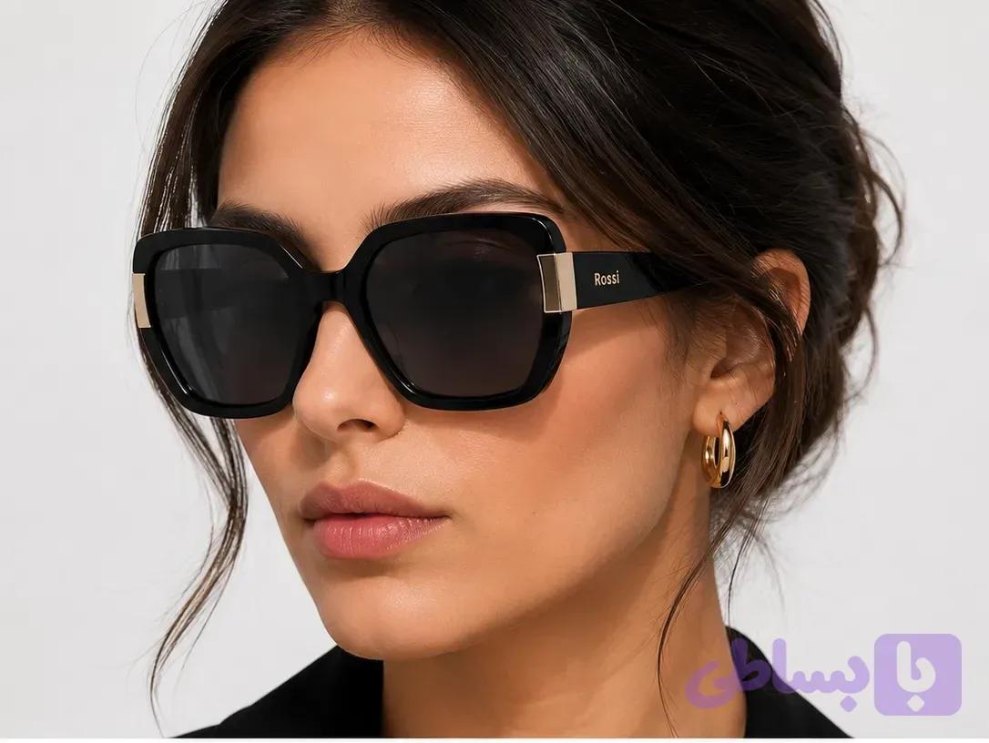 عینک آفتابی زنانه Rossi استات مشکی مدل هندسی سایز 54-19-145 — تصویر 1