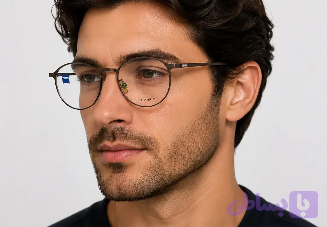 عینک طبی مردانه اورجینال ZEISS تیتانیوم مدل گرد سایز 52-20-140 — تصویر 1