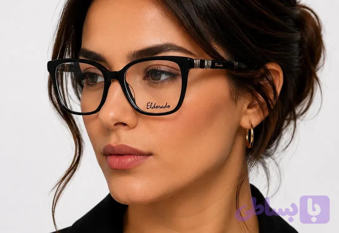عینک طبی زنانه Elderado استات مشکی مدل هندسی سایز 53-17-145 — تصویر 1