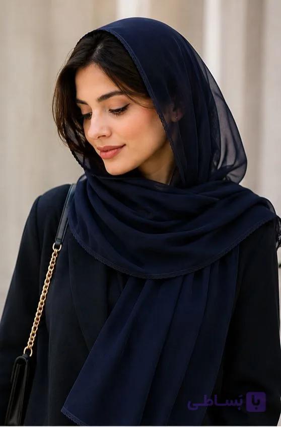 شال تور لب گیپور HPS حریر تور وارداتی نرم و لطیف قواره 190×70 — تصویر 1