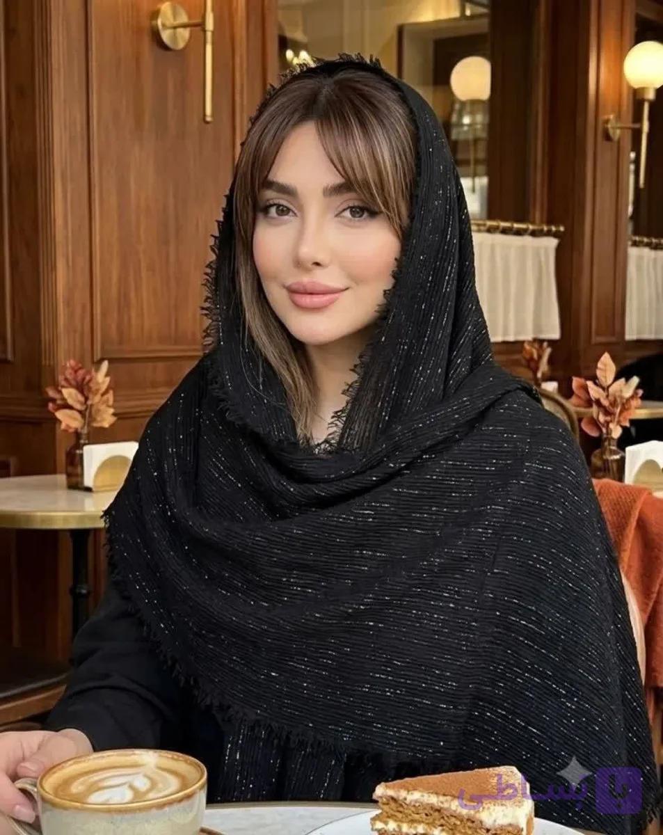 شال پلیسه مشکی.وارداتی HPS نخی لمه دار قواره 185×70