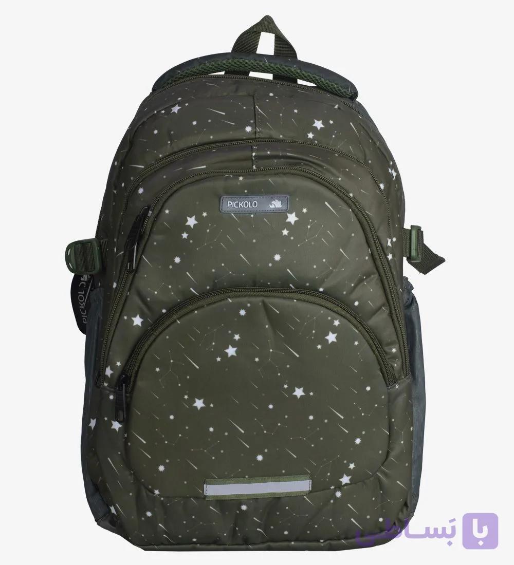 کوله پشتی مدرسه طرح دار مدل زیتونی white stars
