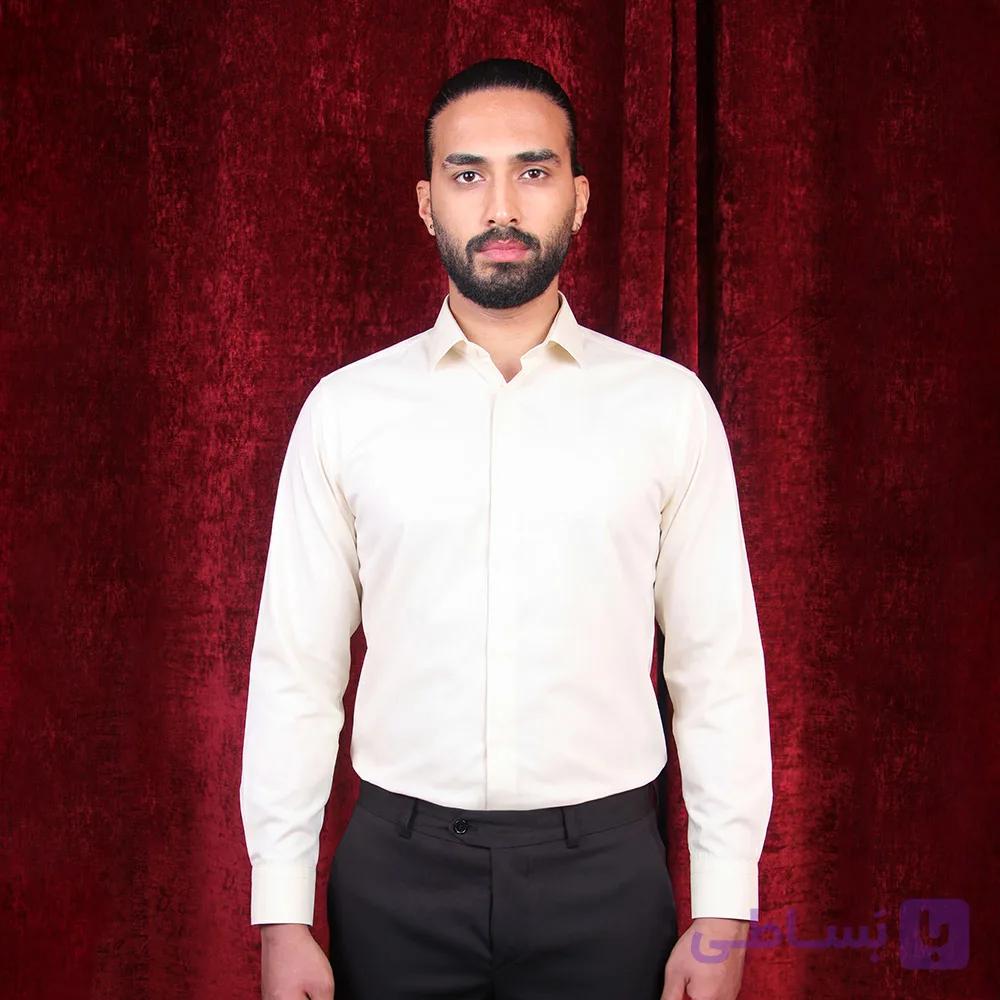 پیراهن مردانه کلاسیک کرم بژ