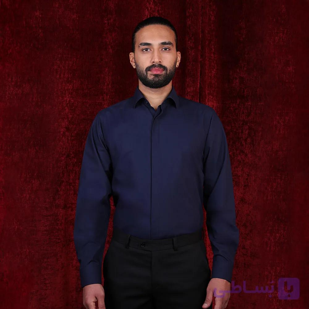 پیراهن مردانه کلاسیک سورمه ای