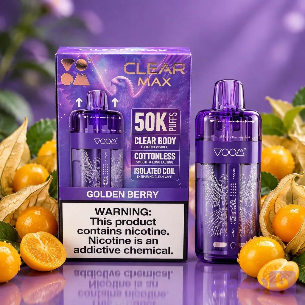 پاد یکبار مصرف کلیر مکس ۵۰ هزار پاف گلدن بری Golden Berry ملس و استوایی از بری‌های طلایی (VOOM Clear Max ) (کپی)