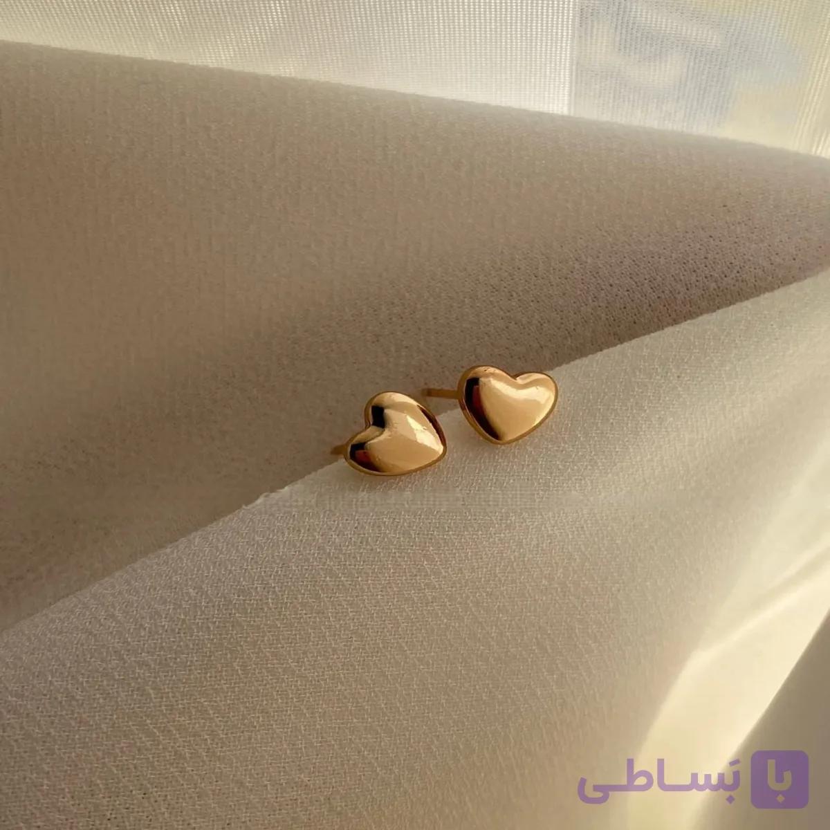 گوشواره طلای میخی قلب 11019E — تصویر 1