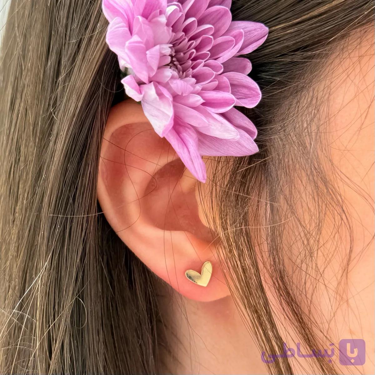 گوشواره طلای میخی قلب 11012E — تصویر 1