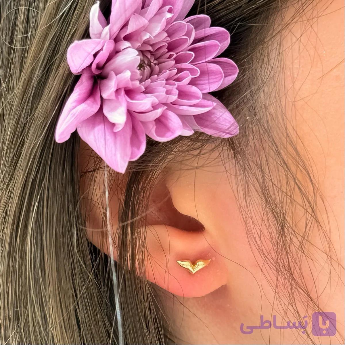 گوشواره طلای دم وال مینیمال 1109E — تصویر 1