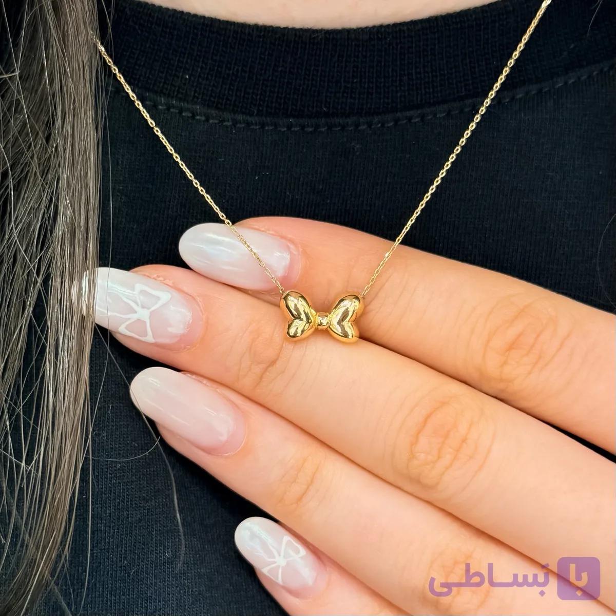 گردنبد طلای مینیمال پاپیون 11074N — تصویر 1