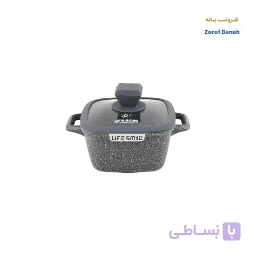 قابلمه مربع گرانیتی لایف اسمایل SPHM-S-16P-BLUE سایز 16 — تصویر 1