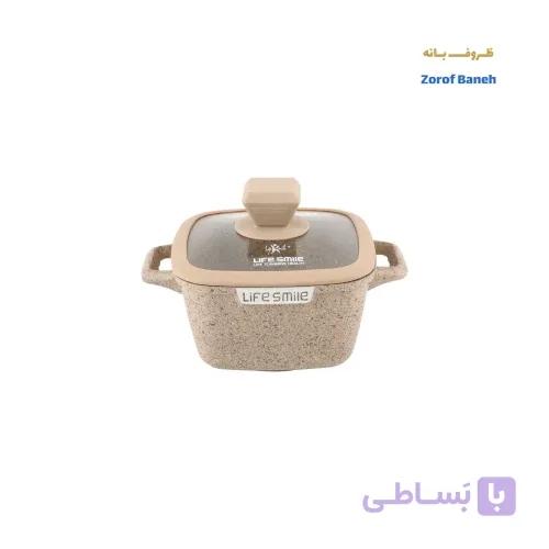 قابلمه مربع گرانیتی لایف اسمایل SPHM-S-16P- BEIGE سایز 16 — تصویر 1