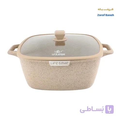 قابلمه مربع گرانیتی لایف اسمایل SPHM-S-36P-BEIGE سایز 36 — تصویر 1