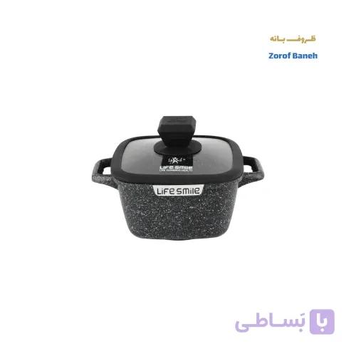 قابلمه مربع گرانیتی لایف اسمایل SPHM-S-16P-BLACK سایز 16 — تصویر 1