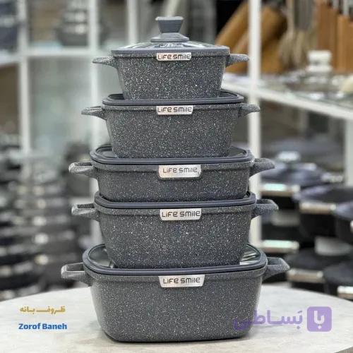 سرویس قابلمه 10 پارچ مربع لایف اسمایل SPHM-S-GL-10BLUE — تصویر 1