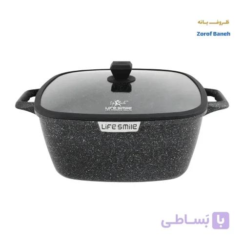قابلمه مربع گرانیتی لایف اسمایل SPHM-S-36P-BLACK سایز 36 — تصویر 1