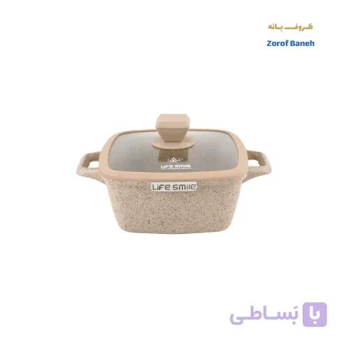 قابلمه مربع گرانیتی لایف اسمایل SPHM-S-20P-BEIGE سایز 20 — تصویر 1