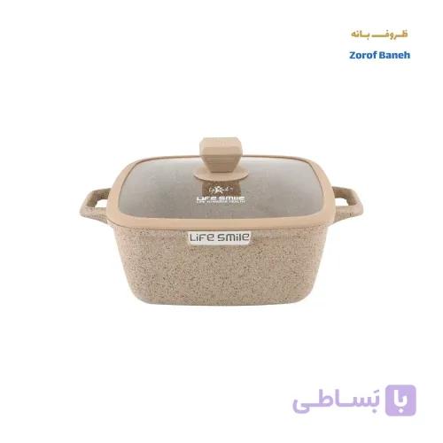 قابلمه مربع گرانیتی لایف اسمایل SPHM-S-24P-BEIGE سایز 24 — تصویر 1