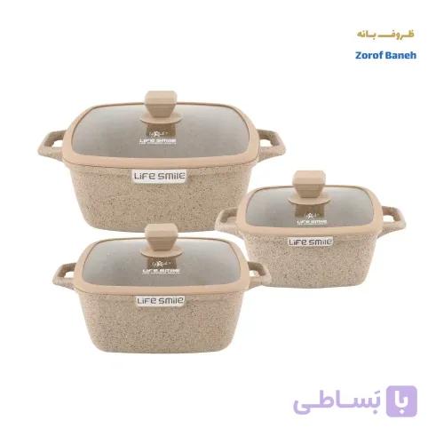 سرویس قابلمه 6 پارچ مربع گرانیتی لایف اسمایل SPHM-S-6 سایز 20/24/28 — تصویر 1