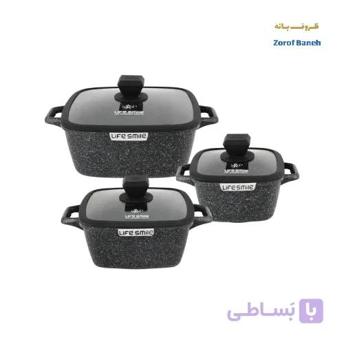 سرویس قابلمه 6 پارچ مربع گرانیتی لایف اسمایل SPHM-S-6-2 سایز 16/20/24 — تصویر 1