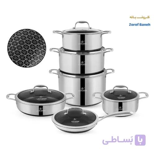 سرویس قابلمه 12 پارچ استیل لیزری لایف اسمایل LIFEP18-12 — تصویر 1