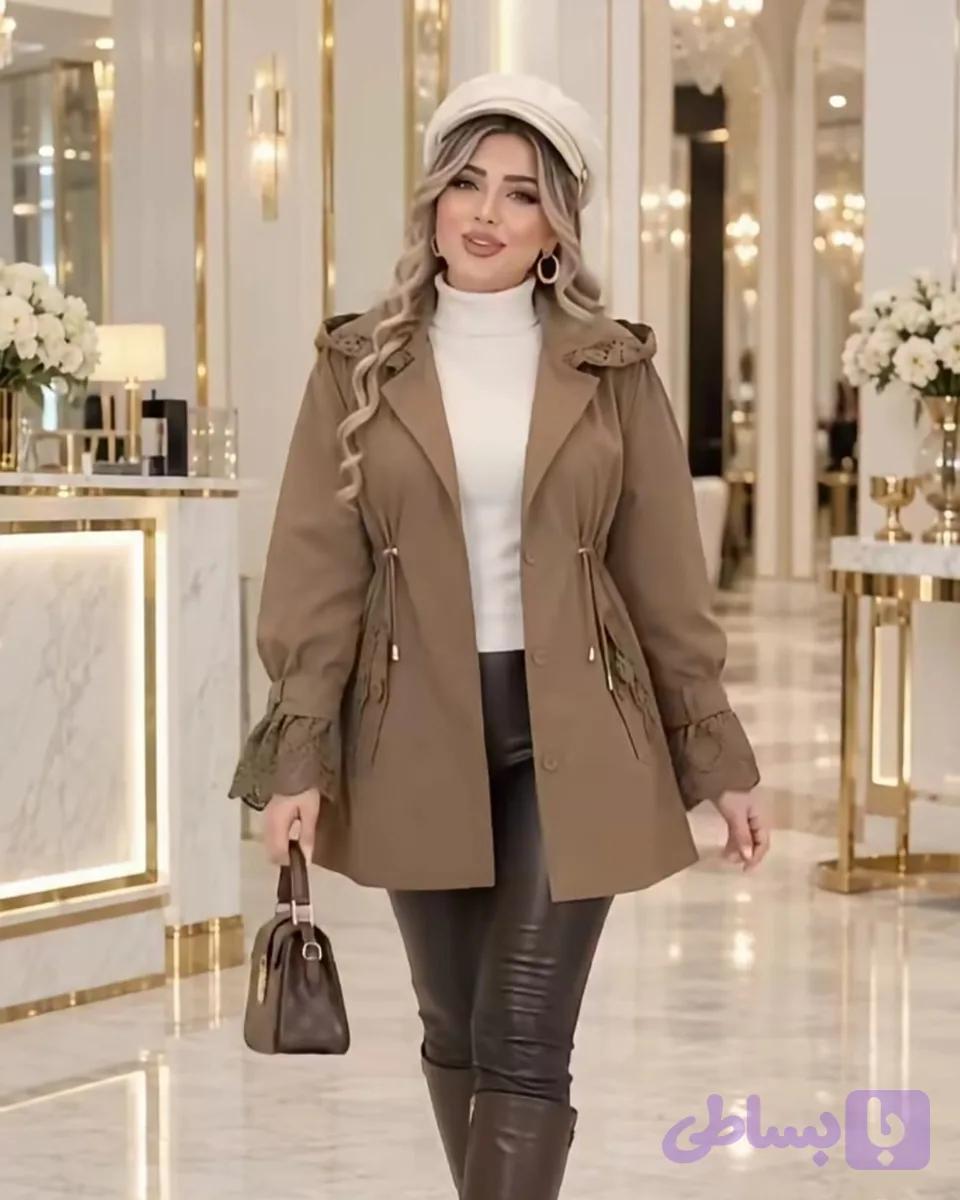مانتو بارانی گیپوری/ پارچه تی سی خرجکار گیپور / مناسب ۳۶تا ۵۰