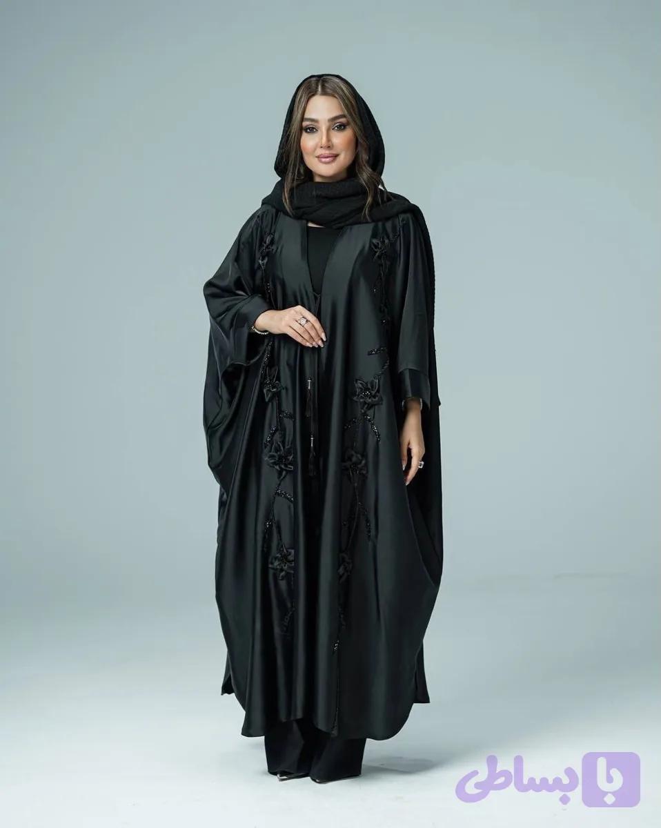 عبا اماراتی مدل صدف/ ساتن زارا ترک / جواهردوزی شده /سایز 40 تا 60 کیفیت تضمینی