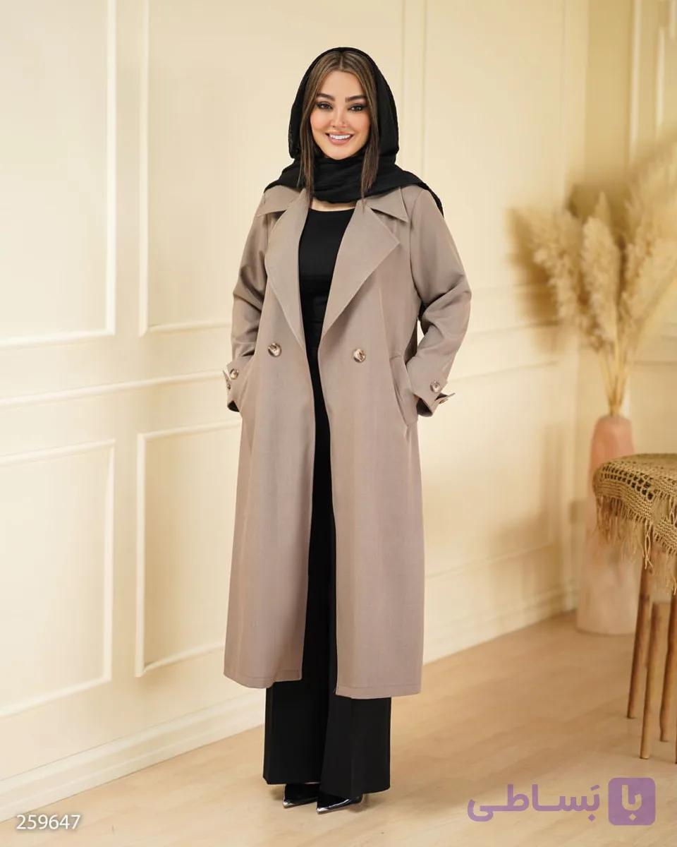 مانتو یقه انگلیسی بلند / مدل وارش / پارچه بزایاق / کد: 2596 /سایز 1 و 2 مناسب 38تا 52 کیفیت تضمینی