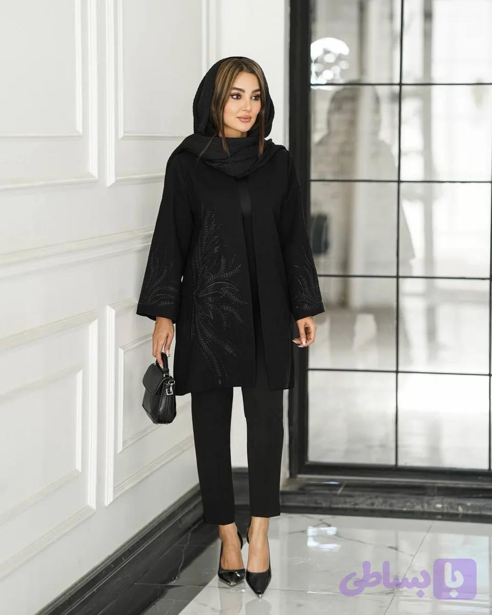 مانتو زنانه مجلسی یقه هفت گلدوزی شده / مدل فرشته /مناسب ۴۴ تا ۴۸ کیفیت تضمینی