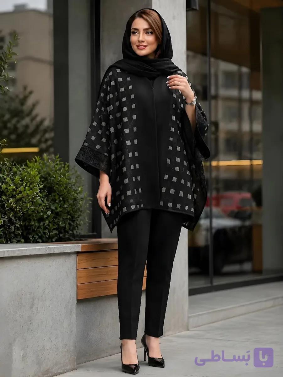 پانچ مجلل کد ۰۴۱۴/ پارچه ترکیب شانتون و ژاکارد باکیفیت/ سایز فری 38 تا 56 کیفیت تضمینی